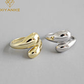XIYANIKE Silver Color Korean Trendy Smooth Rings for Women Couple Vintage Gold Silver Geometric Handmade Wedding Jewelry