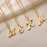 Artistic Cursive Initials Letter Necklace For Women Gold Plated Chain Choker Necklace Charm Collar Stainless Steel Jewelry