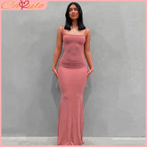 Satin Slip Sleeveless Backless Maxi Dress Women 2023 Summer Bodycon Elegant Sexy Outfits Ladies Birthday Party Club Sundress