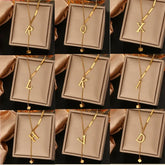 Stainless Steel Necklaces New Popular M Letter Pendants Tassel Zircon Fine Choker Chain Fashion Necklace for Women Jewelry Gift