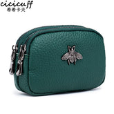CICICUFF Women Coin Purse Genuine Leather Female Double Zipper Travel Organizer Mini Pouch Women Storage Bag Small Wallets New