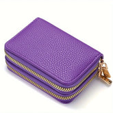 Women's Short Purse Lychee Print Card Holder PU Leather Bank Credit Card ID Card Holder Zipper Coin Bag