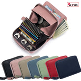Genuine Leather Short Wallet RFID Bank Credit Card Holder First Layer Cowhide Mini Coin Purse Bag Clutch Key Pouch For Men Women