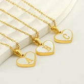 Stainless Steel 26 Alphabet Pendant Necklace Fashion Women Heart Shell A-Z Initial Gold Plated Letter Choker Jewelry