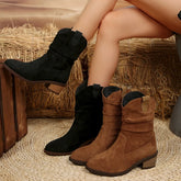 Women's Pleated High-heeled Ankle Boots for Spring and Autumn 2024, with Pointed Sloping Heel Design, Women's Boots Sizes 36-43