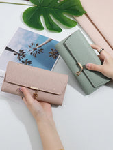 2024 summer new Korean version of high texture PU Diamond lattice personality leaf pendant three fold bag multi-card can be expa