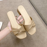 2024 Summer New Luxury Sandals Fashion Square Head Thick Heel Open Toe Ladies Shoes Outdoor Party Banquet Women's High Heels