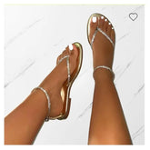 Women's Shoes 2025Summer Ankle Strap Women's Sandals Beach Flip Flops Fashion Gold Flat Roman Women Sandals Sandalias De Mujer