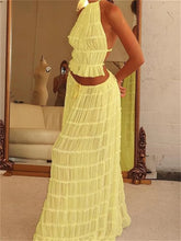 Fashion Womens 2 Piece Maxi Skirt Set Lace Up Sleeveless Tank Top and Flowy Long Skirt 2024 Summer Beach Outfits