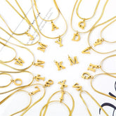 Stainless Steel Initial Necklace for Women A-Z Alphabet Gold Color Snake Chain Choker Necklaces Letter Collar Pendant Jewelry