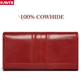 Women's Clutch Bag Genuine Leather Wallets Fashion Female Cell Phone Purse RFID Blocking Credit Card Holder with Zipper Pocket