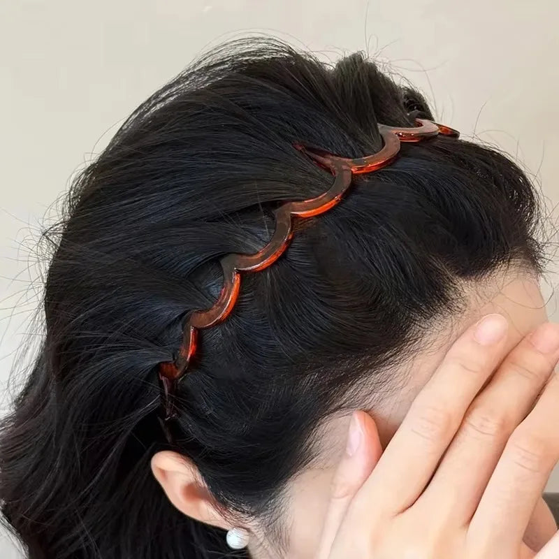 2/1PCS Fashion Wave Headbands for Women Solid Color Toothed Non-slip Hair Bands Girl Face Wash Sports Hairbands Hair Accessories