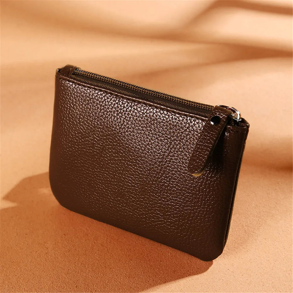 2024 New Zipper Small Coin Money Wallet Men Women Card Case Key Case Fashion Ladies Coin Purse Classic Lychee Pattern PU Leather