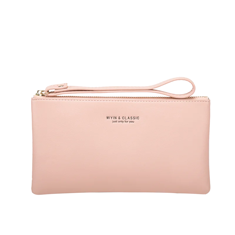 New minimalist zipper coin wallet high-quality PU leather credit card phone storage bag ultra-thin women's long wallet handbag