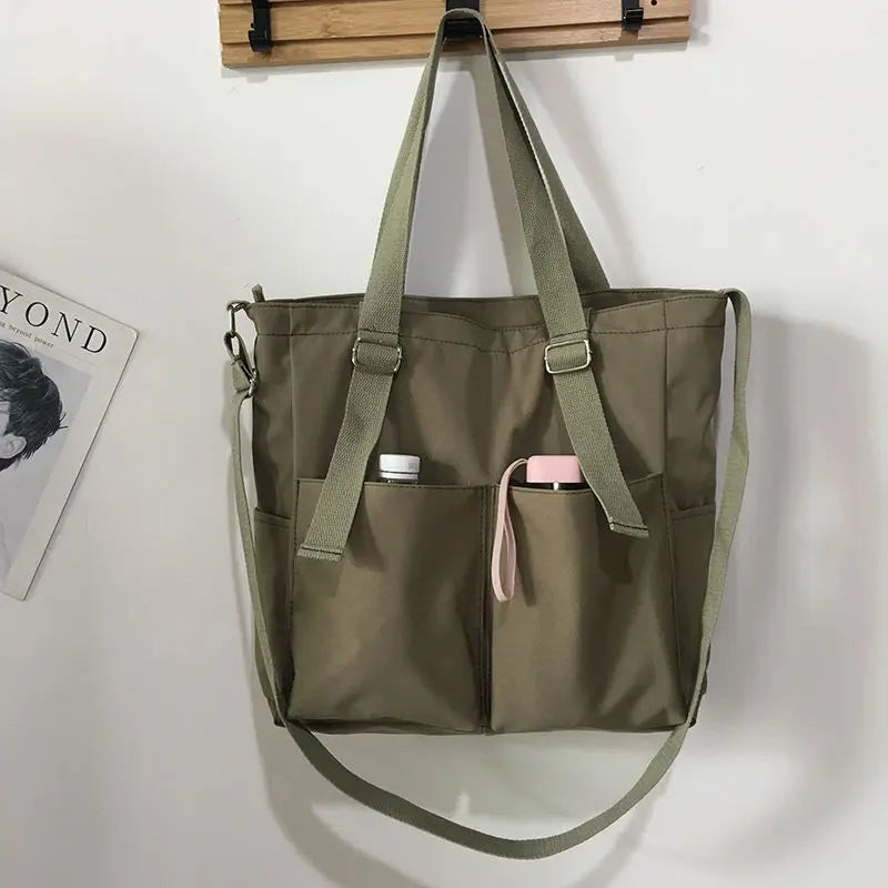 Waterproof Bag Large Capacity Canvas Bag Female Messenger Korean Student Harajuku Japanese One-shoulder Large Bag Tote Bag