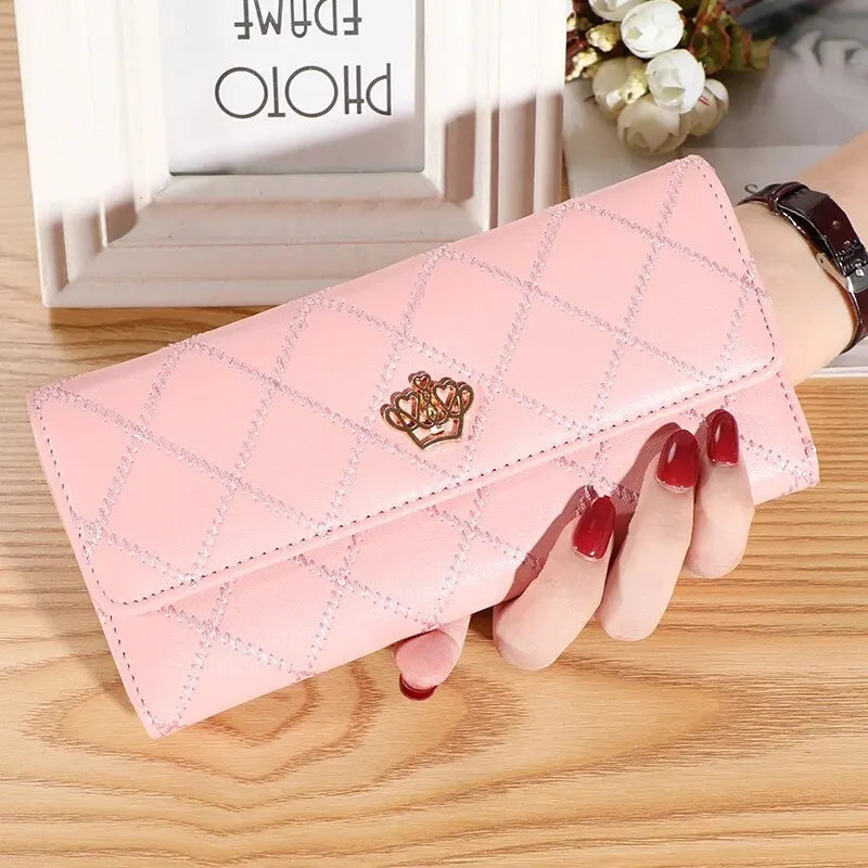KISMIS Wallets for Women Cute Pink Pocket Womens Wallets Purses Plaid PU Leather Long Wallet Hasp Phone Bag Money Coin Pocket Ca