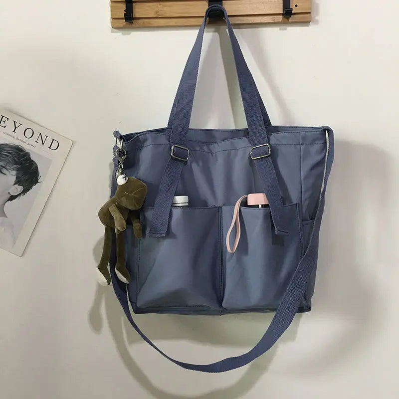 Waterproof Bag Large Capacity Canvas Bag Female Messenger Korean Student Harajuku Japanese One-shoulder Large Bag Tote Bag
