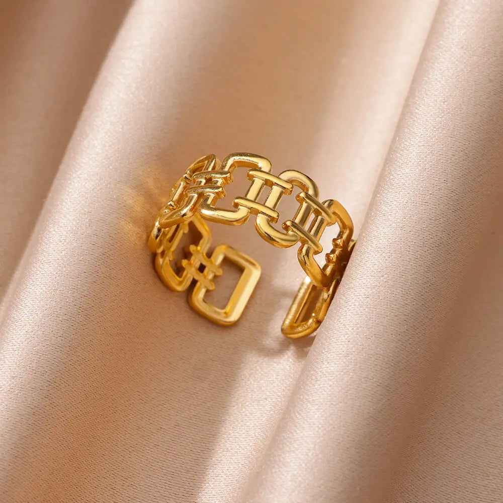 Gold Color Stainless Steel Heart Shape Open Ring For Women Non-Discoloration Fashion Exquisite Aesthetic Romantic Couple Jewelry