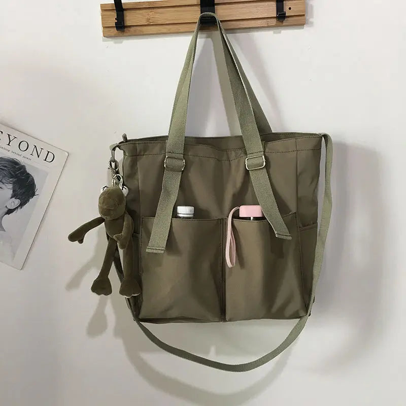 Waterproof Bag Large Capacity Canvas Bag Female Messenger Korean Student Harajuku Japanese One-shoulder Large Bag Tote Bag