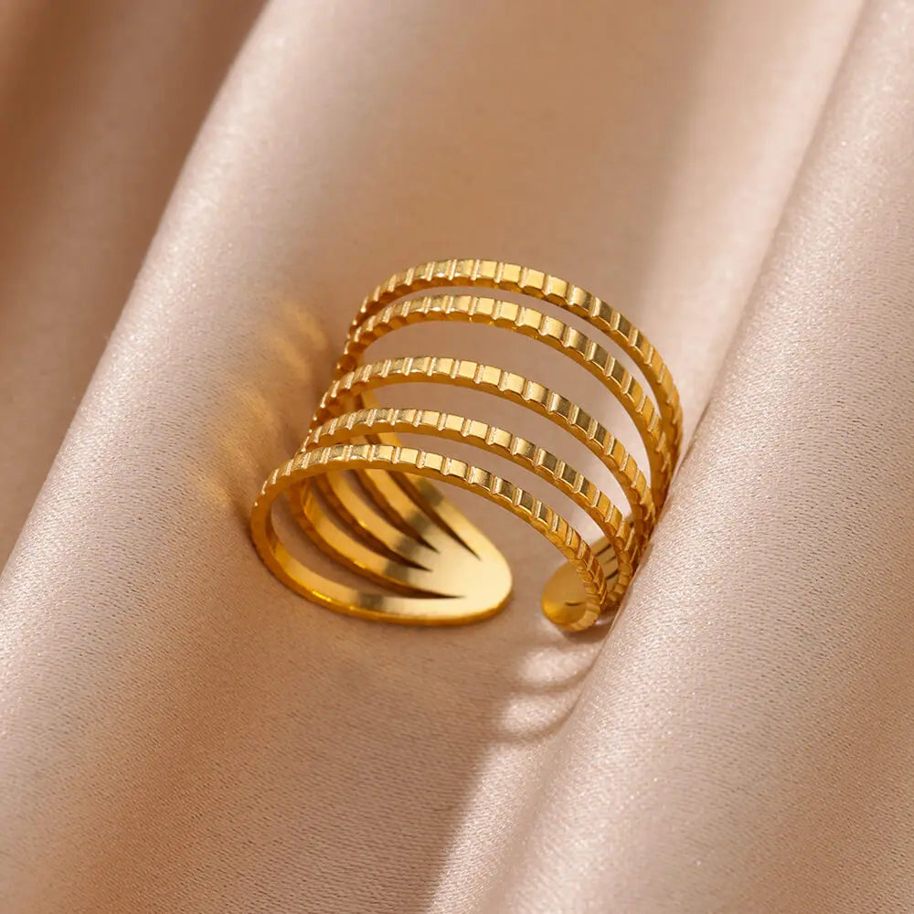 Gold Color Stainless Steel Heart Shape Open Ring For Women Non-Discoloration Fashion Exquisite Aesthetic Romantic Couple Jewelry