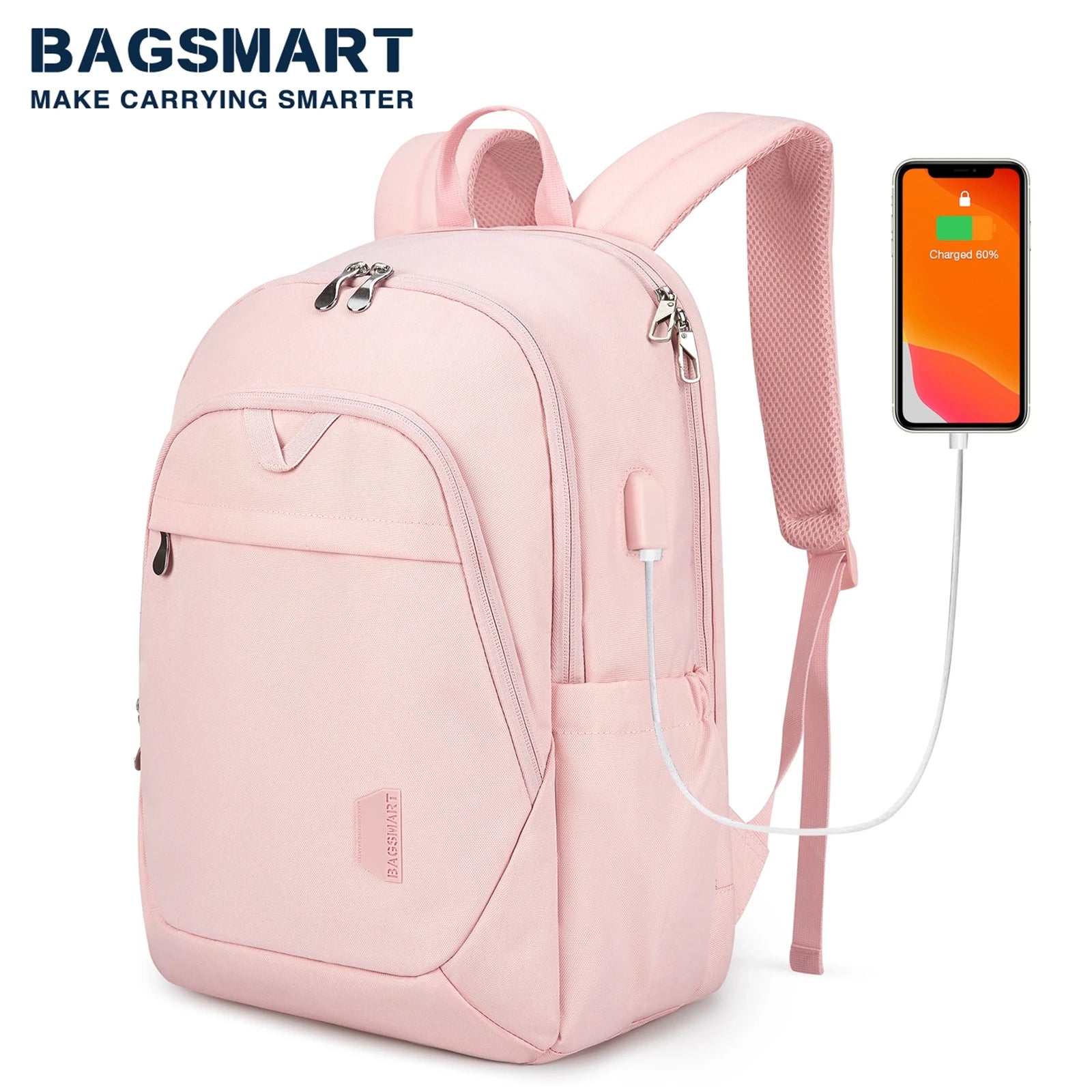 BAGSMART Men's Backpack Anti-theft Large Waterproof Women School Bags Travel Bussiness Laptop Backpacks with USB Charging Port