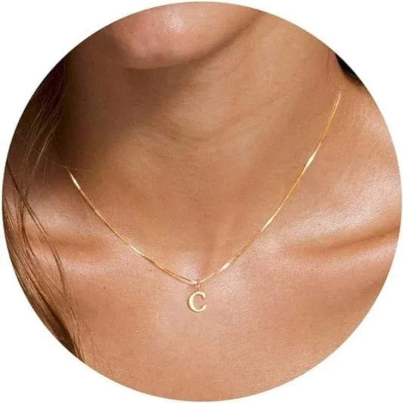 Initial Necklace Letter Pendant Chamrs Stainless Steel Necklace Jewelry Women's Necklace Box Chain Choker Woman Trend 2024 Gift