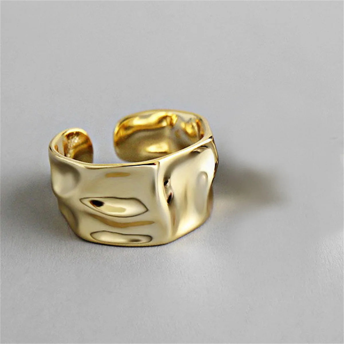 Concave-Convex Irregular Surface Wide Rings Men Women Vintage Jewelry Simple Retro Silver Color Metal Geometric Open Ring Gifts