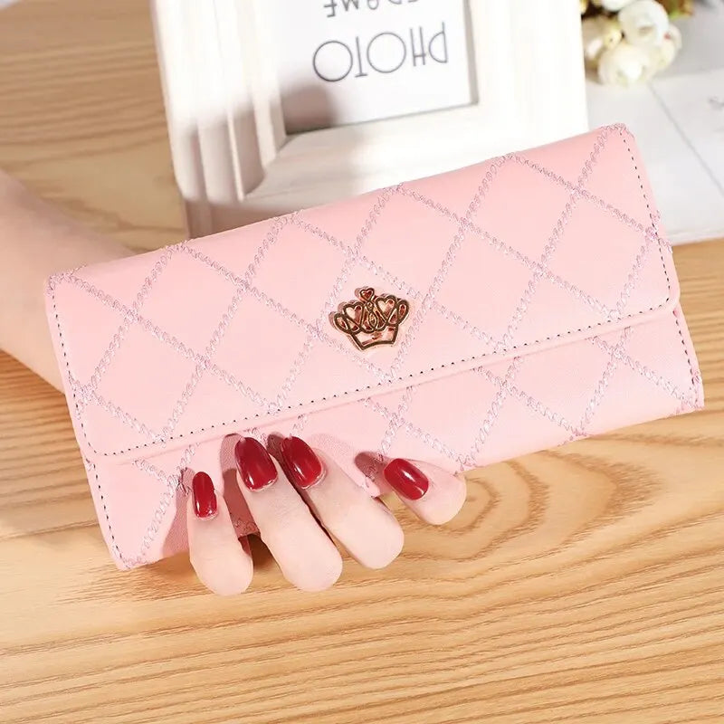 KISMIS Wallets for Women Cute Pink Pocket Womens Wallets Purses Plaid PU Leather Long Wallet Hasp Phone Bag Money Coin Pocket Ca