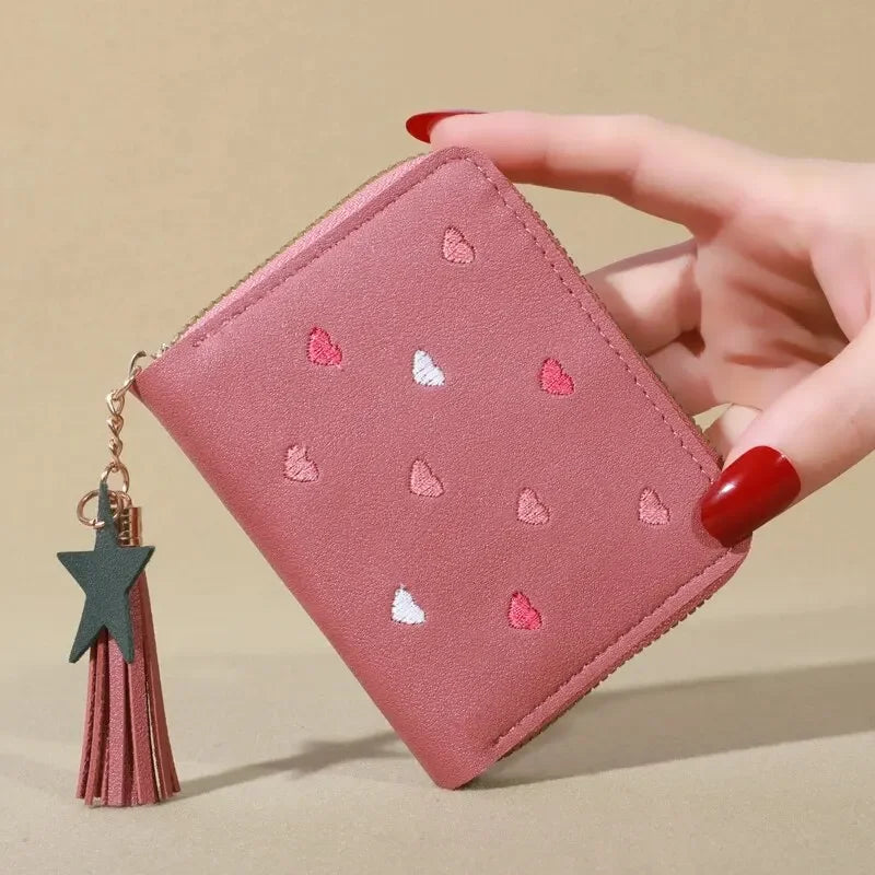 1PC Wallet Women Ladies Mini Tassel Wallets Cute Short Zipper Lovely Pu Leather Coin Purse Female Hand Wallet