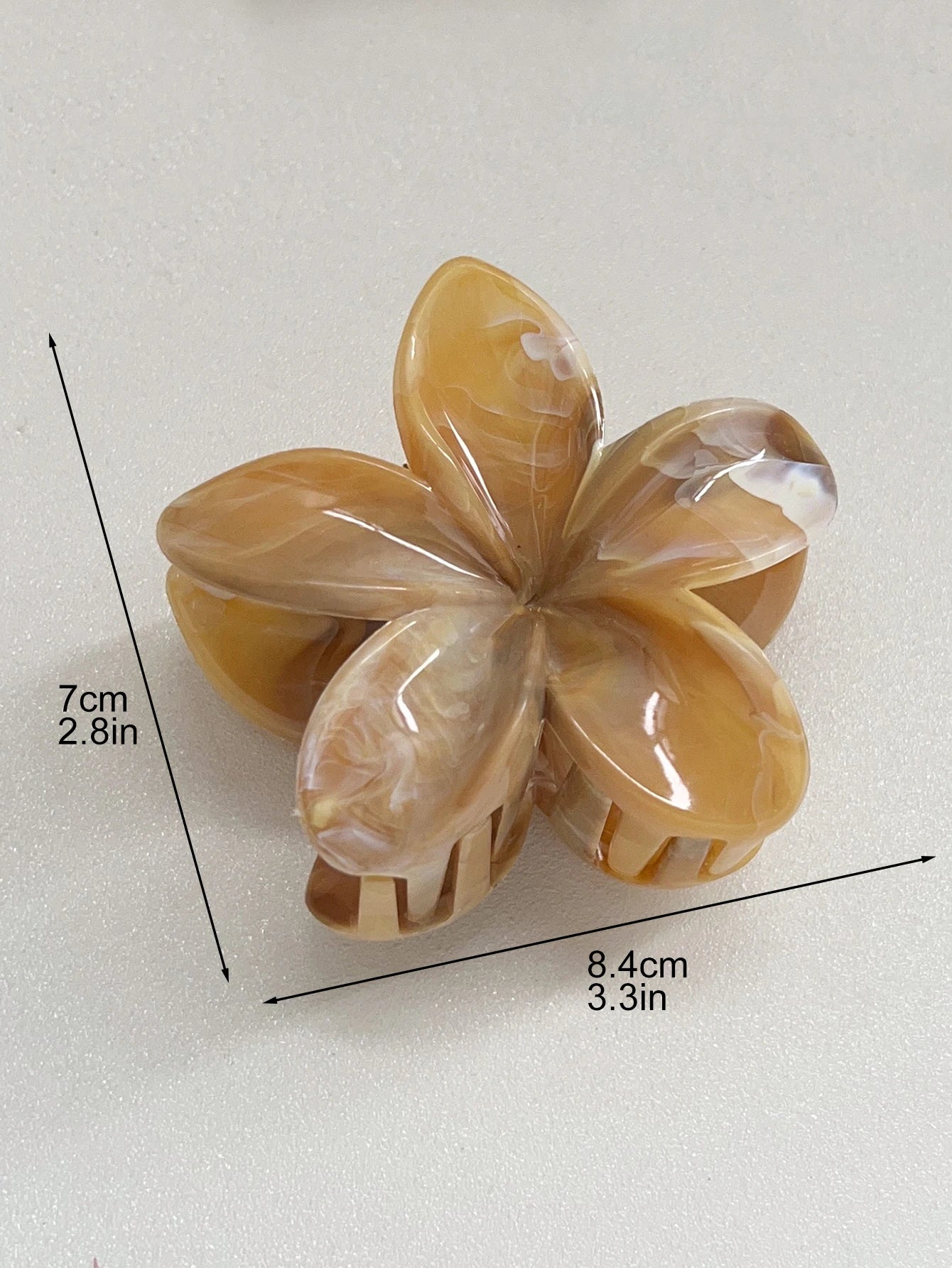 2 Pcs Hawaiian Flower Claw Clips for Women,Marble Vein Flower Hair Claw Clips for Thin Hair,Cute Beach Hair Accessories