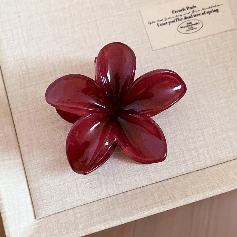 Gradient Cubic Plumeria Hair Claws for Women Hairpin Ins Style High Ponytail Holder Barrette Sweet Shark Clips Party Accessories