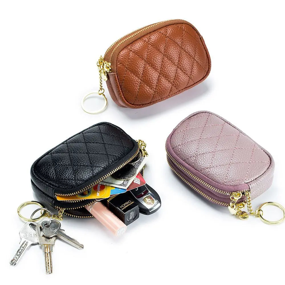 New Brand Coin Purse Key Ring Pendant Storage Bag Double Zipper Large Capacity  Multi-card Slots Card Holder For Women Girls