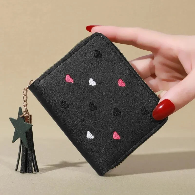 1PC Wallet Women Ladies Mini Tassel Wallets Cute Short Zipper Lovely Pu Leather Coin Purse Female Hand Wallet