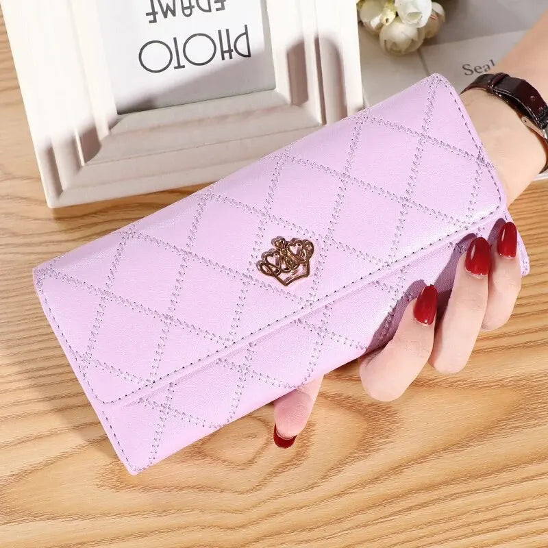 KISMIS Wallets for Women Cute Pink Pocket Womens Wallets Purses Plaid PU Leather Long Wallet Hasp Phone Bag Money Coin Pocket Ca