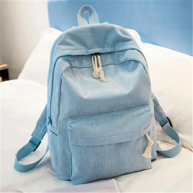 Personalized Corduroy Women Schoolbag Backpack Training Anti-theft Shoulder Bag For Teenager Knapsack Unisex Classic Campus Port