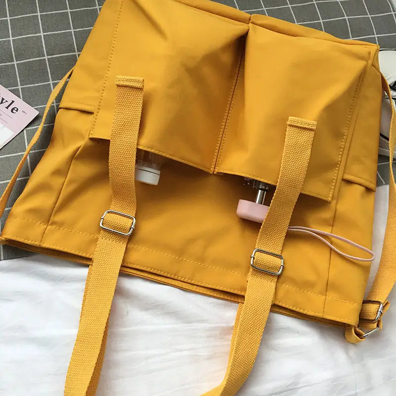 Waterproof Bag Large Capacity Canvas Bag Female Messenger Korean Student Harajuku Japanese One-shoulder Large Bag Tote Bag