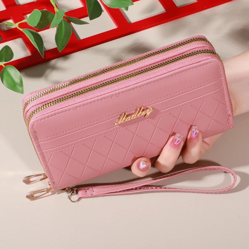 Zip Around Long Wallet, Women's Fashion Letter Detail Wristlet, Versatile Phone Wallet With Zipper Pocket