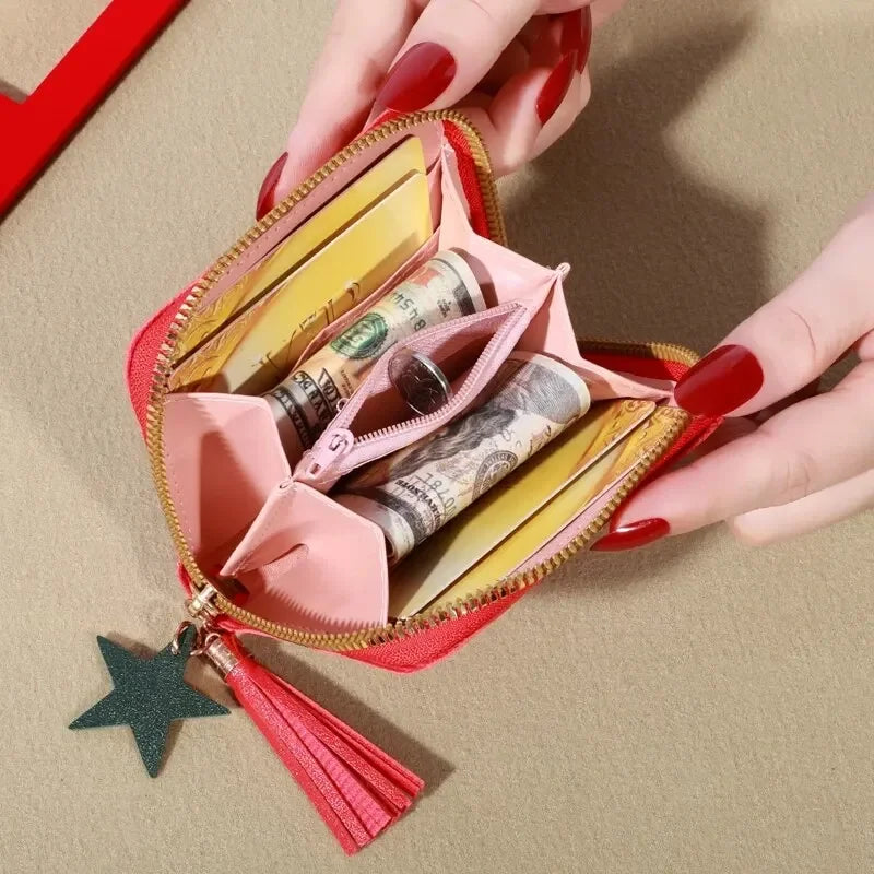 1PC Wallet Women Ladies Mini Tassel Wallets Cute Short Zipper Lovely Pu Leather Coin Purse Female Hand Wallet