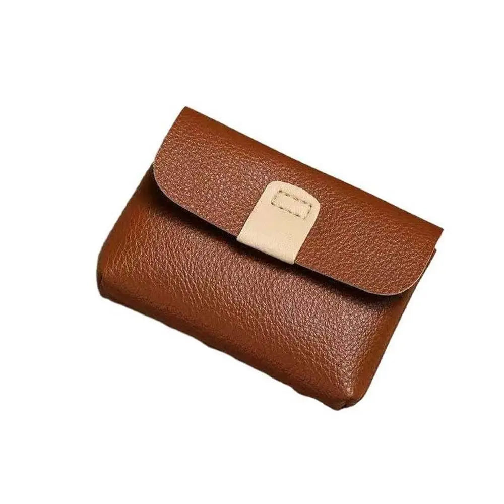 Waterproof Short Coin Purse Large Capacity Korean Style ID Credit Card Holder Solid Color Money Bag Small Leather Wallet Travel