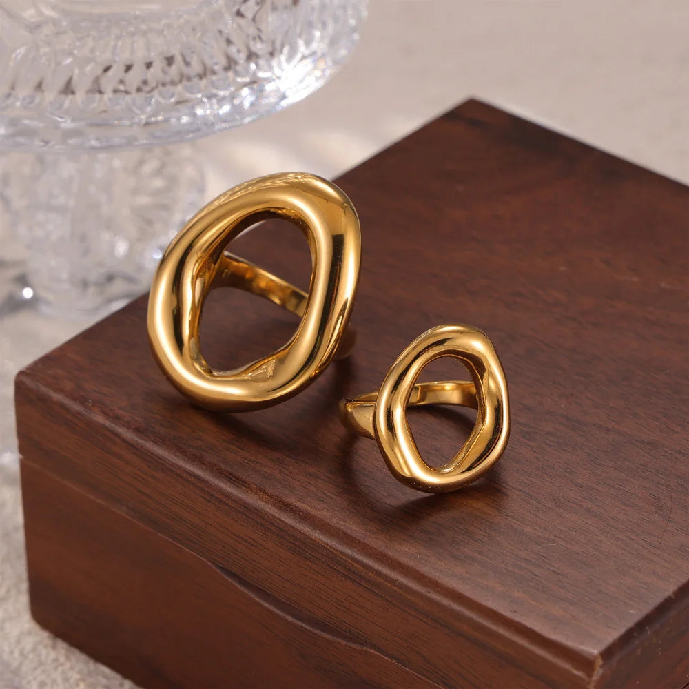 Popular Woman Index Rings Stainless Steel Gold Plated Women Girls Ring Hip Hop Punk Female Luxury Jewelry Accessories