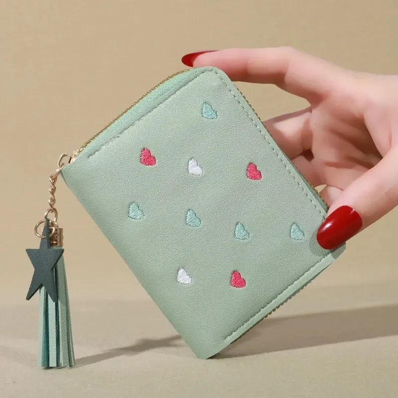 1PC Wallet Women Ladies Mini Tassel Wallets Cute Short Zipper Lovely Pu Leather Coin Purse Female Hand Wallet