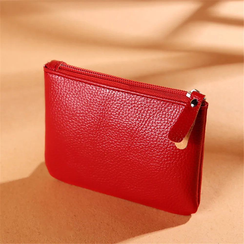2024 New Zipper Small Coin Money Wallet Men Women Card Case Key Case Fashion Ladies Coin Purse Classic Lychee Pattern PU Leather