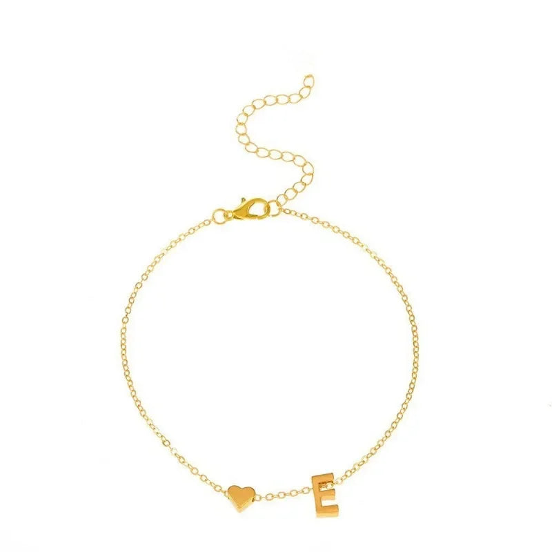 Letter Mini Love Heart Thin Chain Bracelet Simple Minimalist Hand Chain For Women Girls Jewelry Decoration Gift Birthday Gift