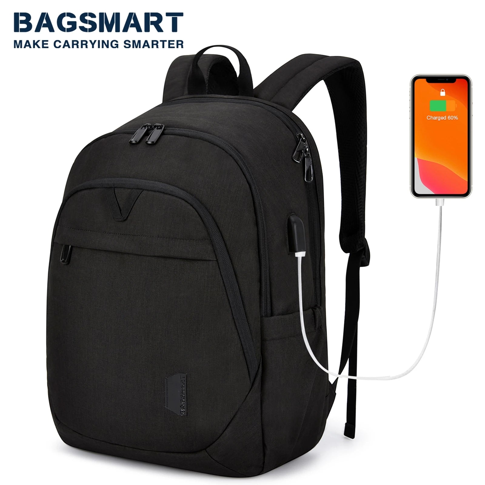 BAGSMART Men's Backpack Anti-theft Large Waterproof Women School Bags Travel Bussiness Laptop Backpacks with USB Charging Port