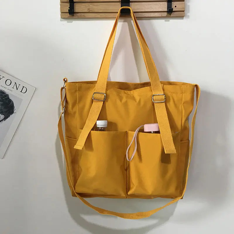 Waterproof Bag Large Capacity Canvas Bag Female Messenger Korean Student Harajuku Japanese One-shoulder Large Bag Tote Bag