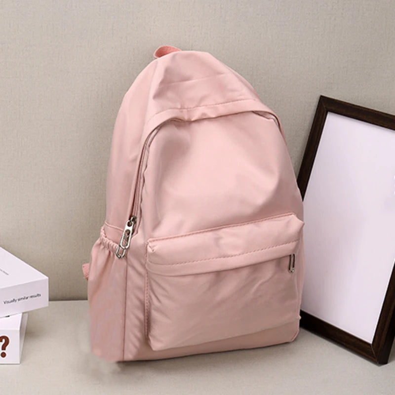 Women Schoolbag Waterproof Large Capacity School Backpack Smooth Zipper Solid Teens Girl Casual Daypack Bag Student Supply NEW
