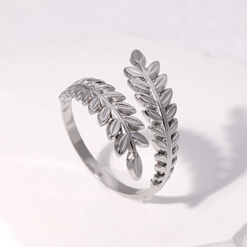 Stainless Steel Rings For Women Hollow Out Gold Color Temperament Personality Fashion Female Trendy Resizable Opening Rings
