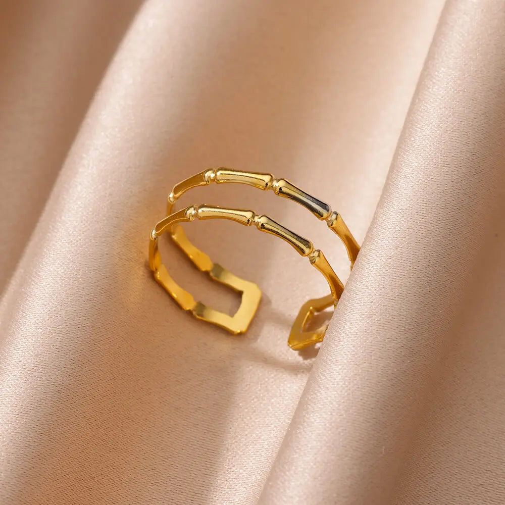 Gold Color Stainless Steel Heart Shape Open Ring For Women Non-Discoloration Fashion Exquisite Aesthetic Romantic Couple Jewelry