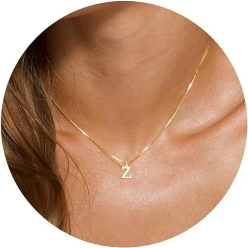 Initial Necklace Letter Pendant Chamrs Stainless Steel Necklace Jewelry Women's Necklace Box Chain Choker Woman Trend 2024 Gift