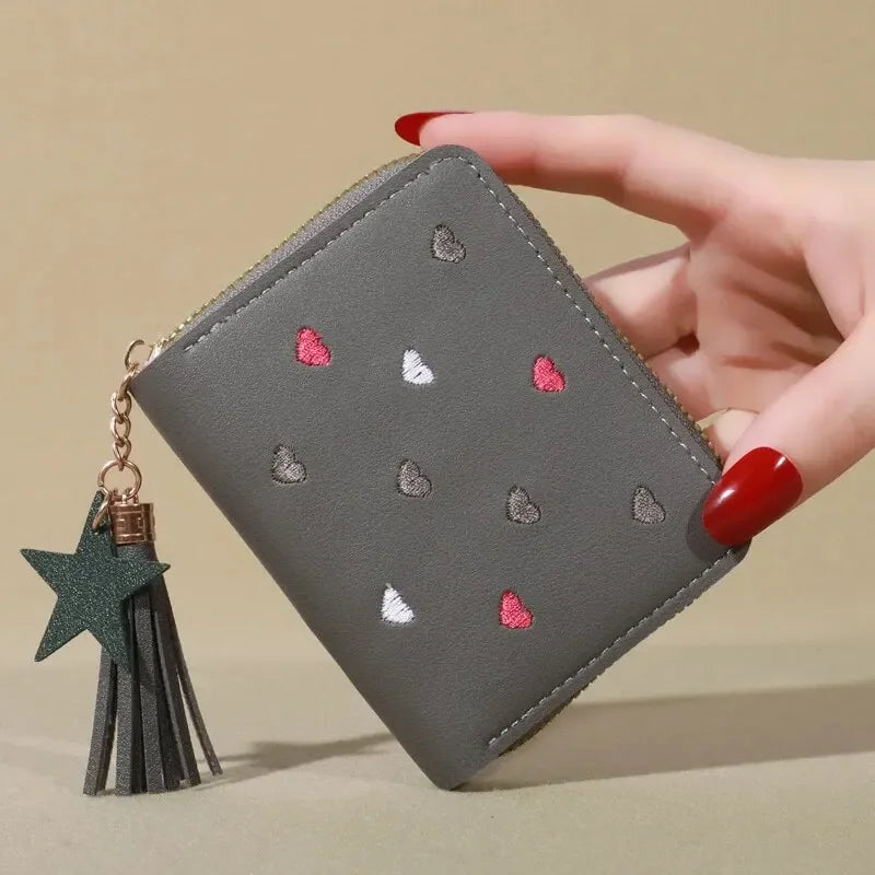 1PC Wallet Women Ladies Mini Tassel Wallets Cute Short Zipper Lovely Pu Leather Coin Purse Female Hand Wallet